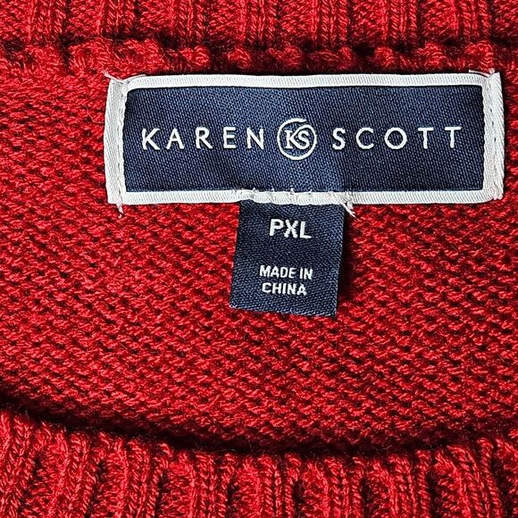 Karen Scott Santa Snowman Reindeer & Sequins Red Knit Ugly Christmas Sweater - Picture 8 of 12